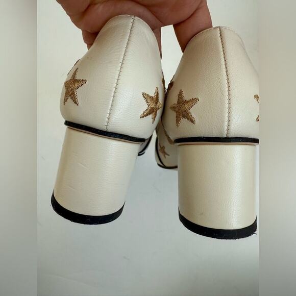 Gucci Mystic white Bee star embroidered GG fringe marmot loafer 36 - Picture 5 of 8